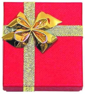 12 Boxes - Linen Red Bow Tie Gift Boxes for Rings - 2" x 2 1/8" x 1 3/8"