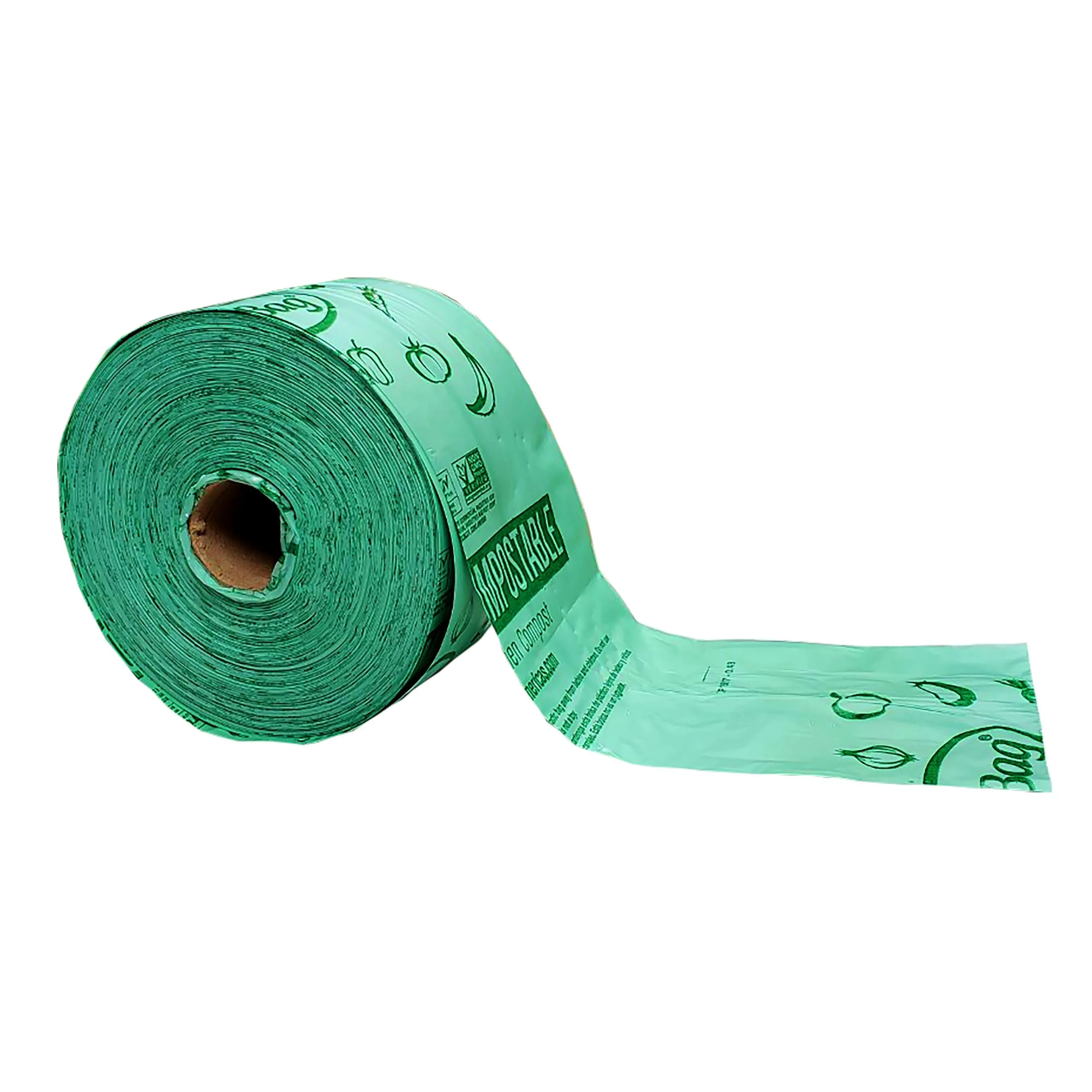 15" x 17" x 0.48 mil Green Home-Compostable Plastic Grocery Store Produce Bags (1,500 Bags, 375 Bags/Roll, 4 Rolls/Case)