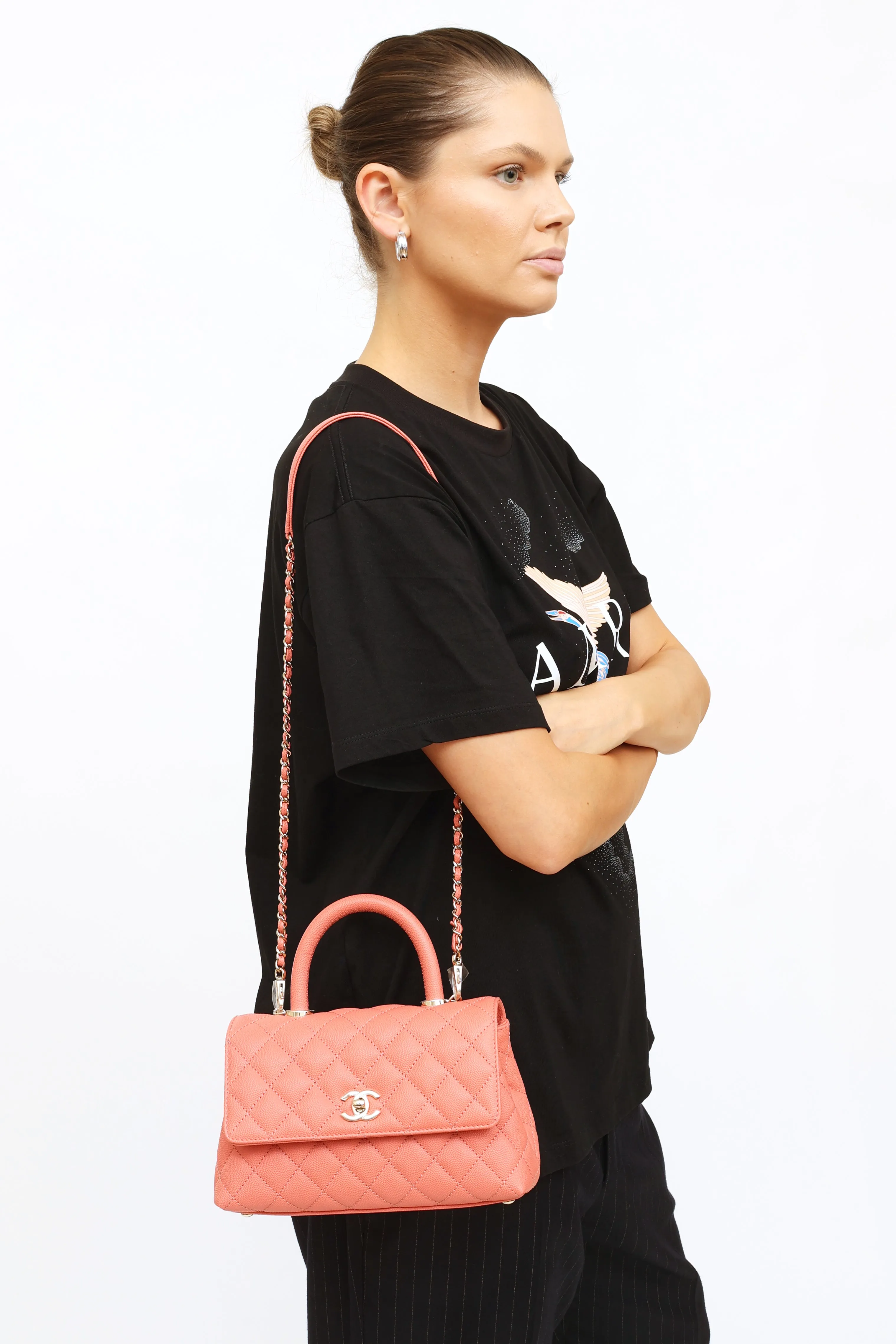 2022 Pink Caviar Coco Top Handle Bag
