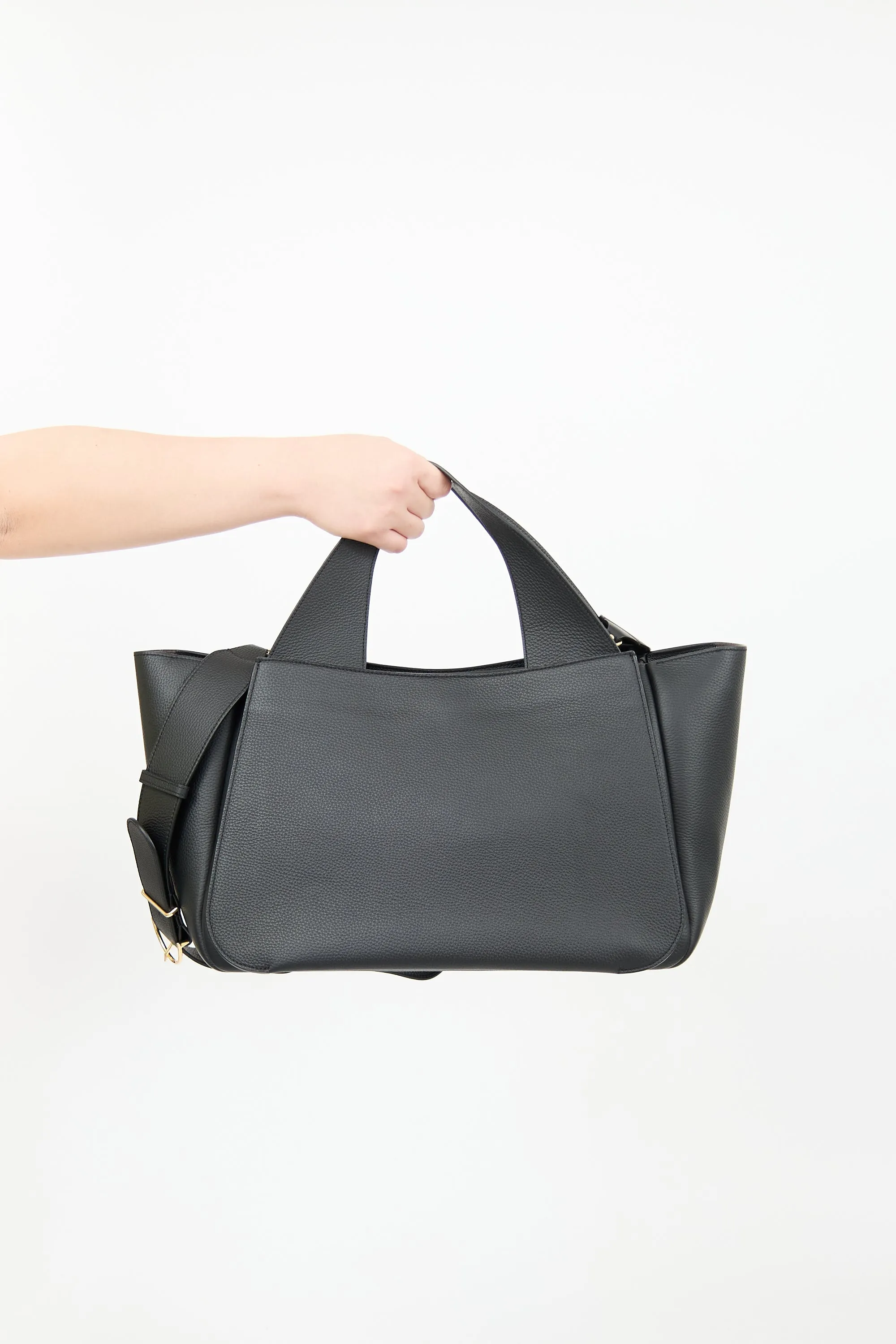 Black Leather Mila Satchel Bag
