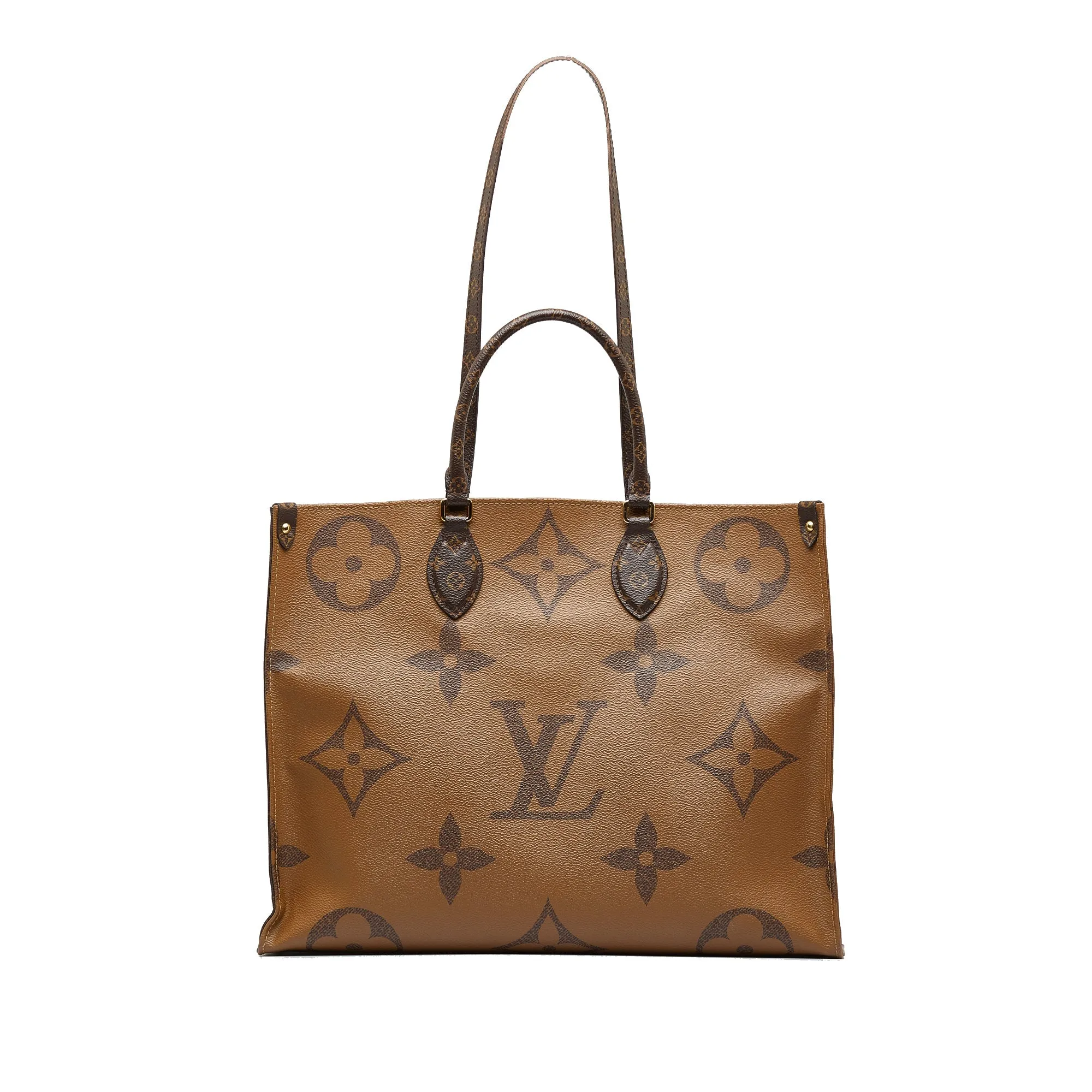 Brown Louis Vuitton Monogram Reverse OntheGo GM Satchel
