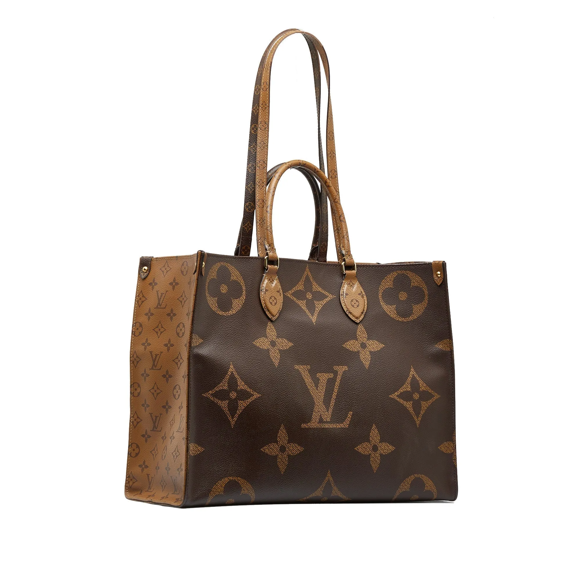 Brown Louis Vuitton Monogram Reverse OntheGo GM Satchel