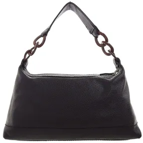 CHANEL Around 2001 Made Caviar Skin Cc Mark Stitch Wood Chain Top Handle Bag Black