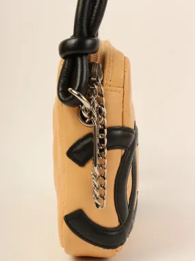CHANEL Around 2003 Made Cambon Shoulder Bag Beige/Black