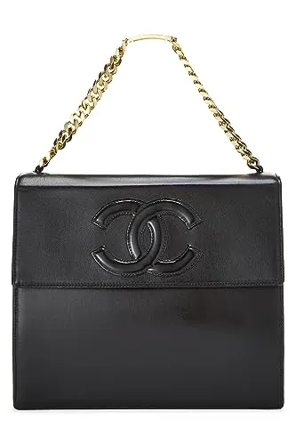 Chanel,  Black Lambskin 'CC' Flap Handbag, Black