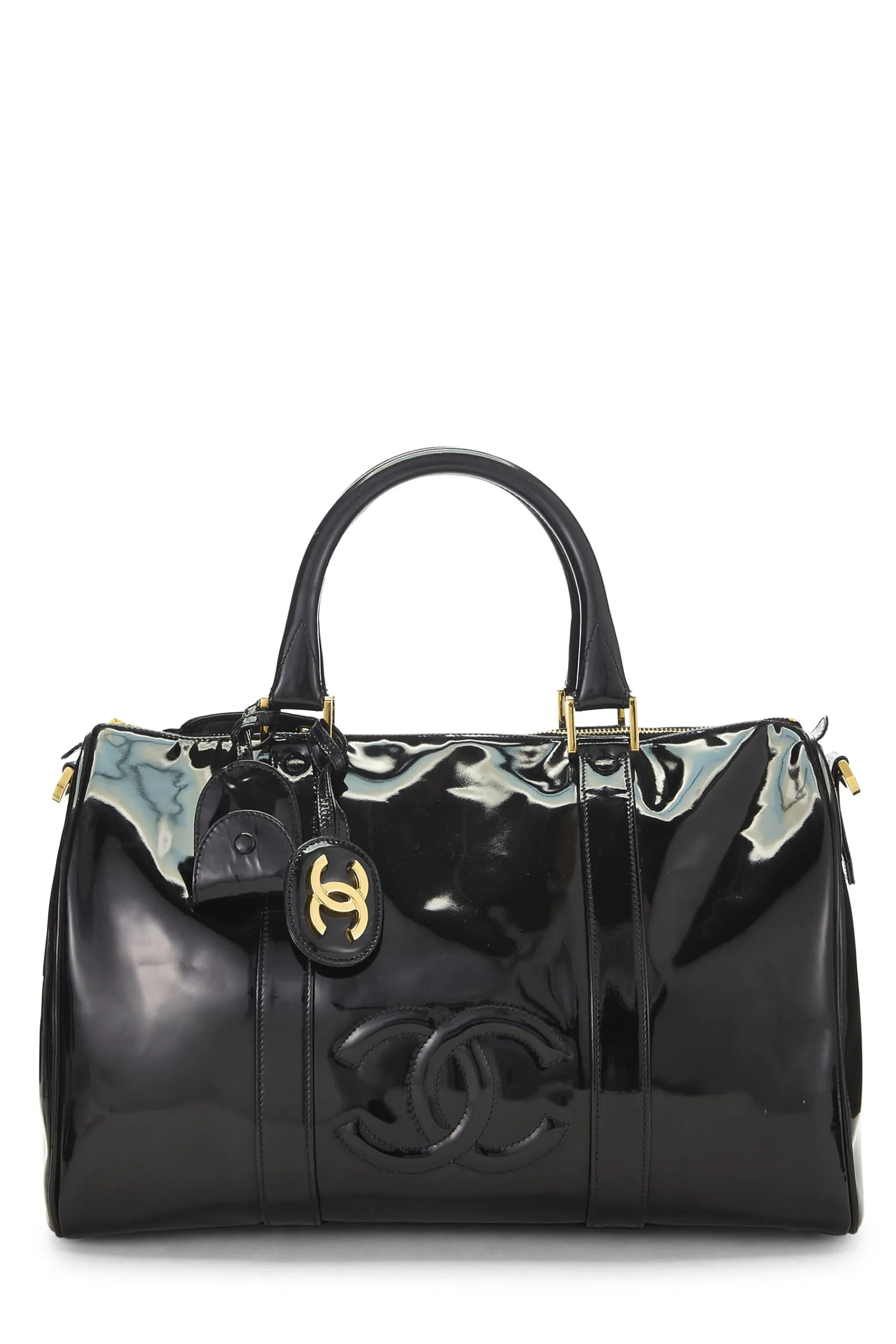 Chanel,  Black Patent Leather Boston, Black