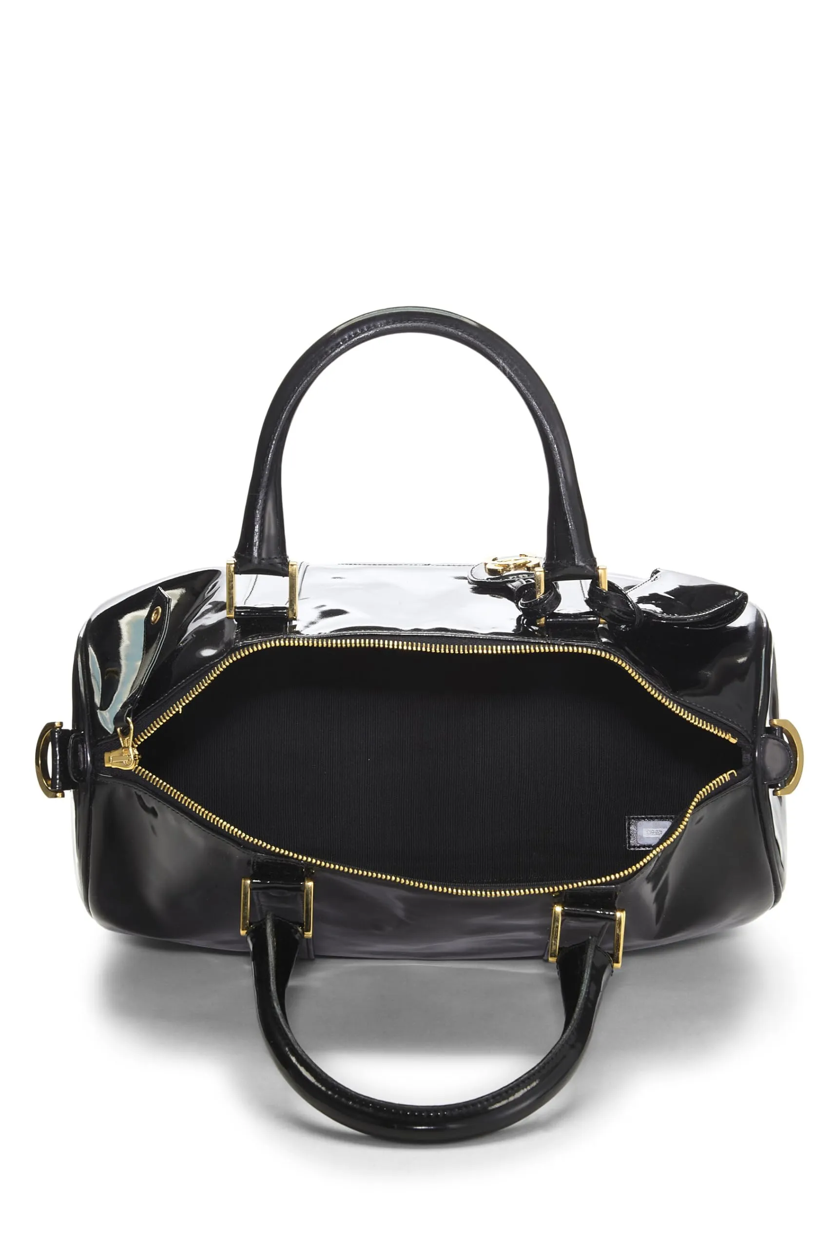 Chanel,  Black Patent Leather Boston, Black