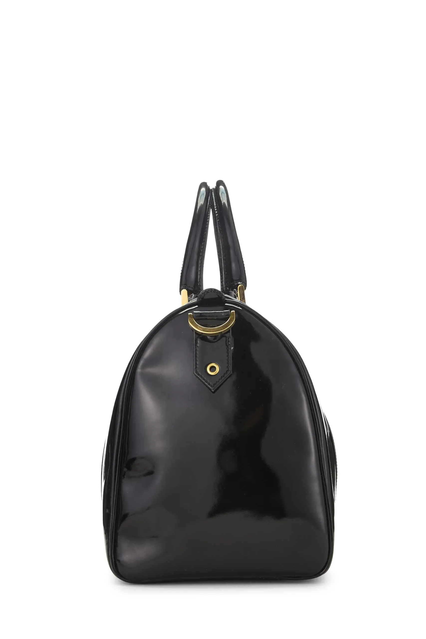 Chanel,  Black Patent Leather Boston, Black