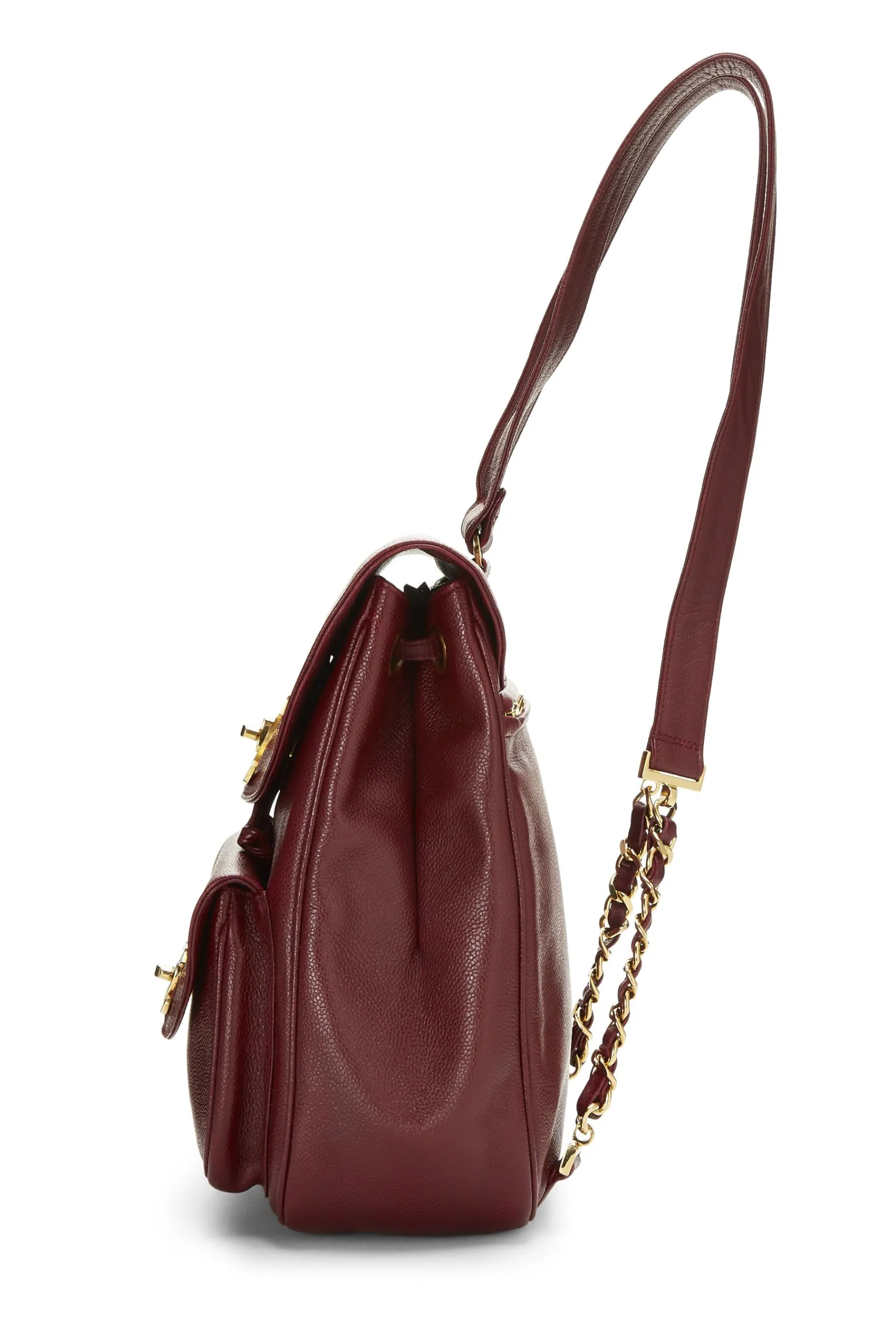 Chanel,  Burgundy Caviar Backpack Medium, Burgundy