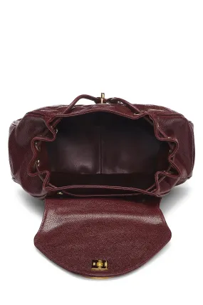 Chanel,  Burgundy Quilted Caviar Backpack Large, Burgundy