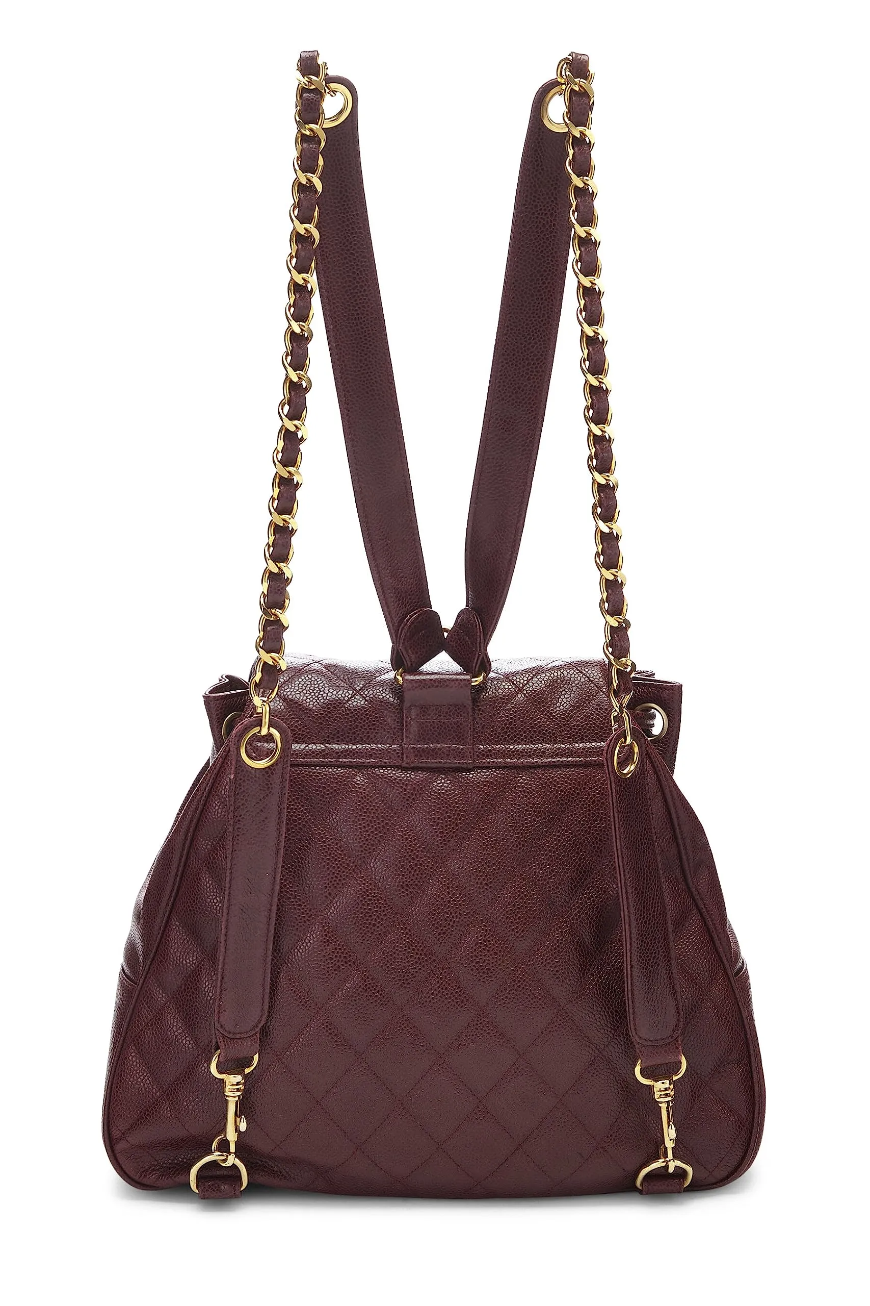 Chanel,  Burgundy Quilted Caviar Backpack Large, Burgundy