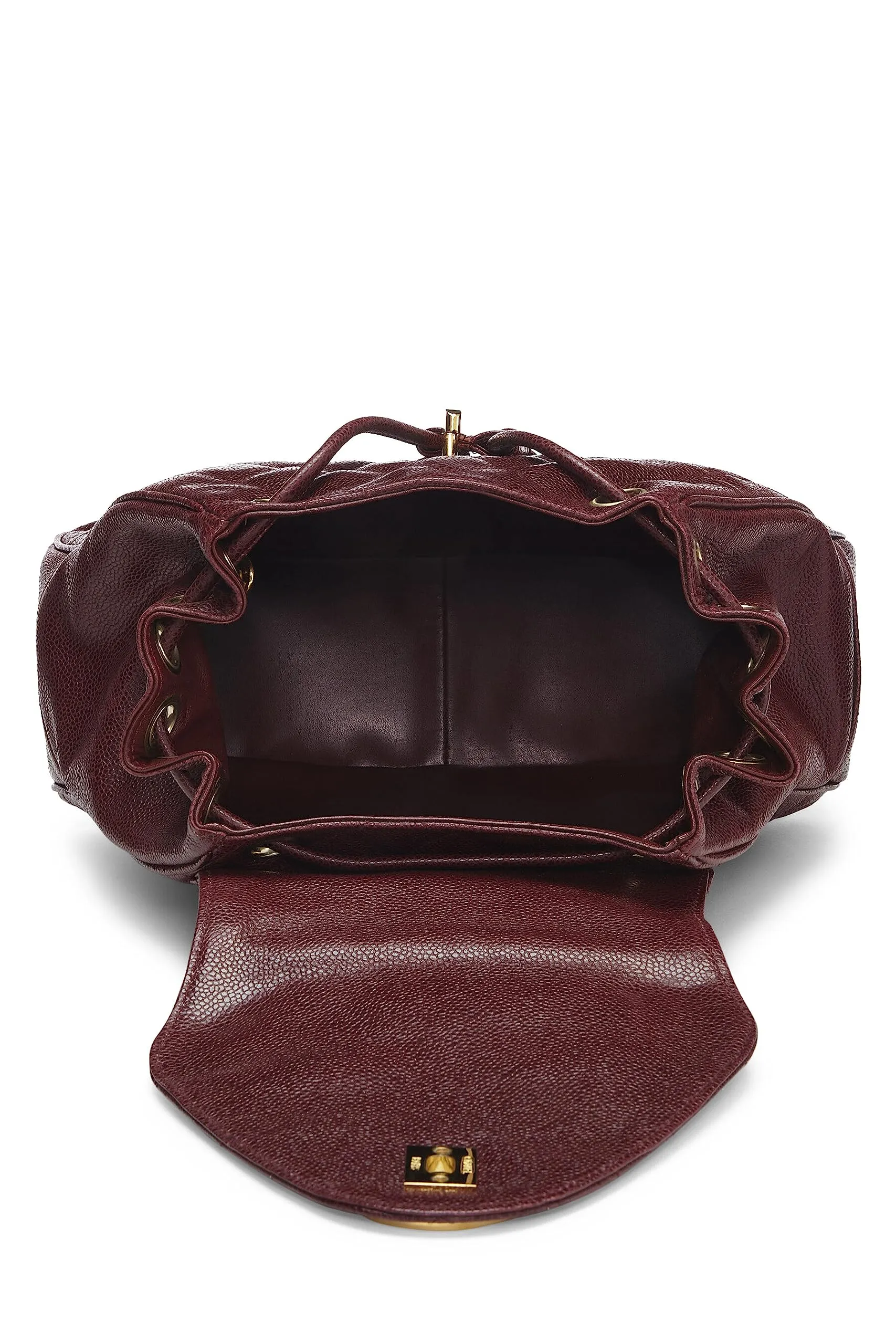 Chanel,  Burgundy Quilted Caviar Backpack Large, Burgundy