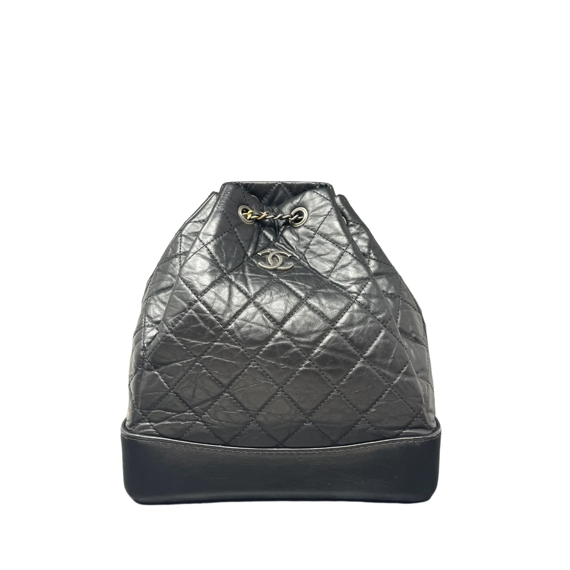 CHANEL Chanel Aged Calfskin Quilted Small Gabrielle Backpack Black - Black
