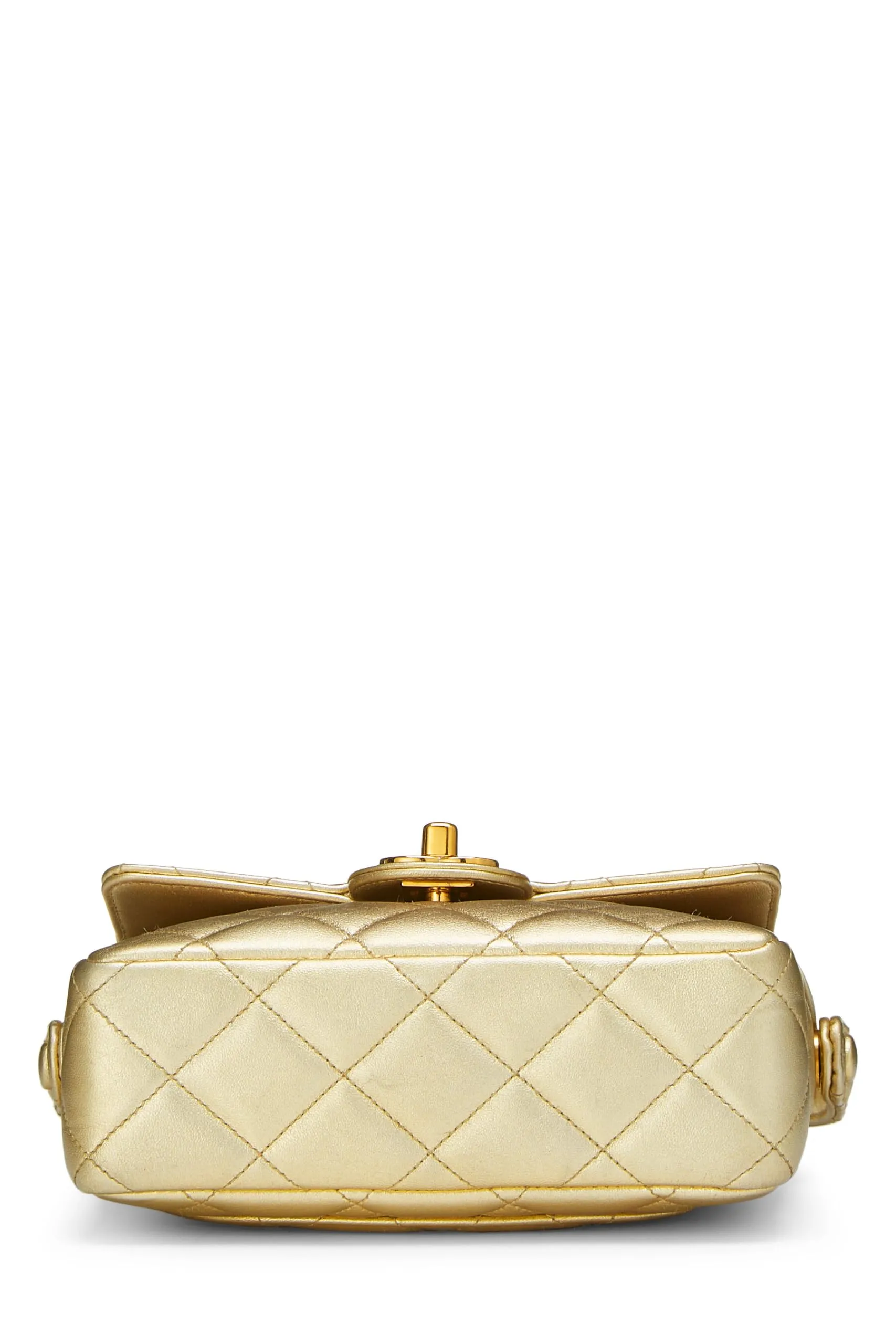 Chanel,  Gold Quilted Lambskin Handbag Mini, Gold