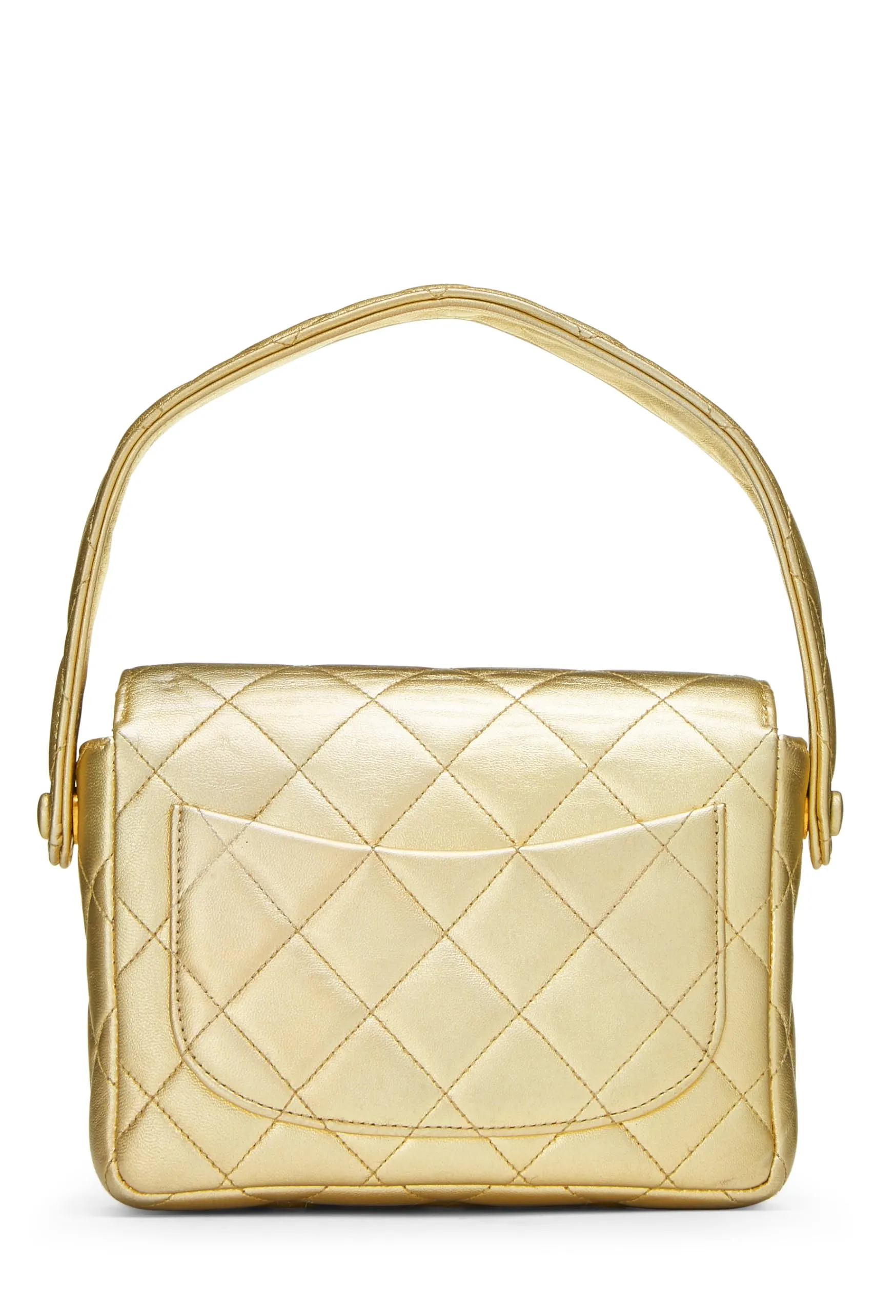 Chanel,  Gold Quilted Lambskin Handbag Mini, Gold