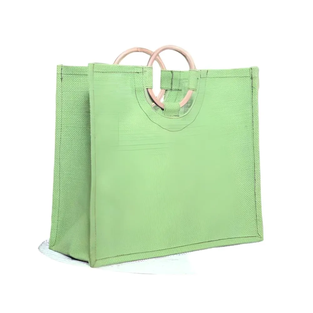 Customizable Bamboo Handle Jute Bag