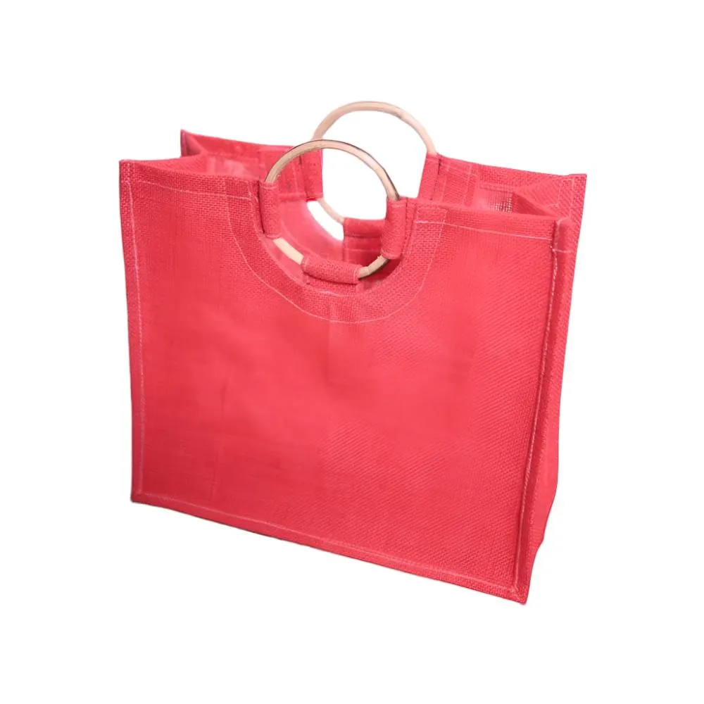 Customizable Bamboo Handle Jute Bag