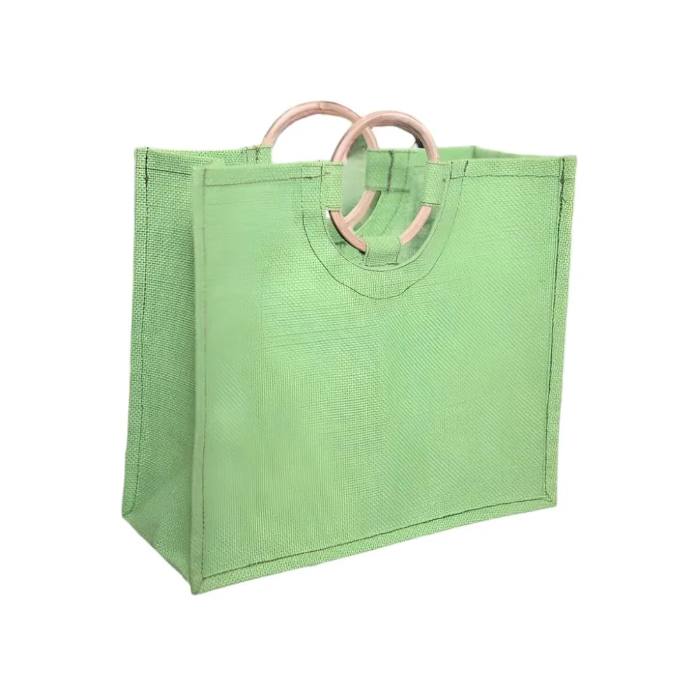 Customizable Bamboo Handle Jute Bag