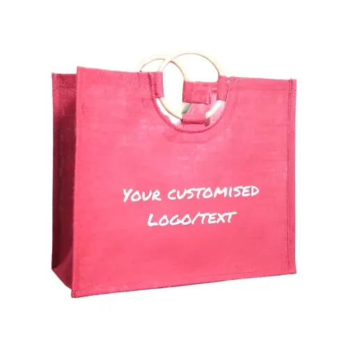 Customizable Bamboo Handle Jute Bag