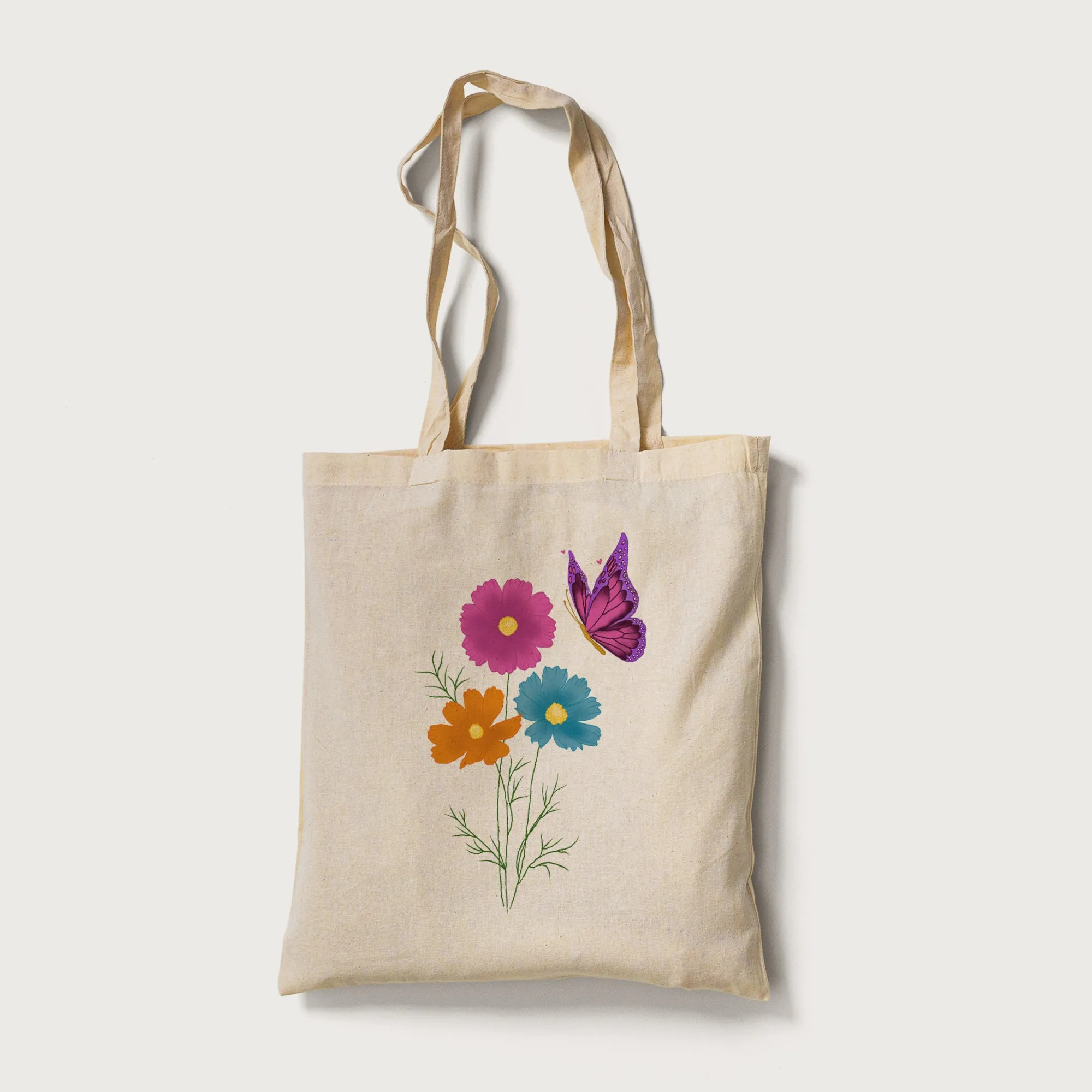 Flower and Butterfly Tote Bag