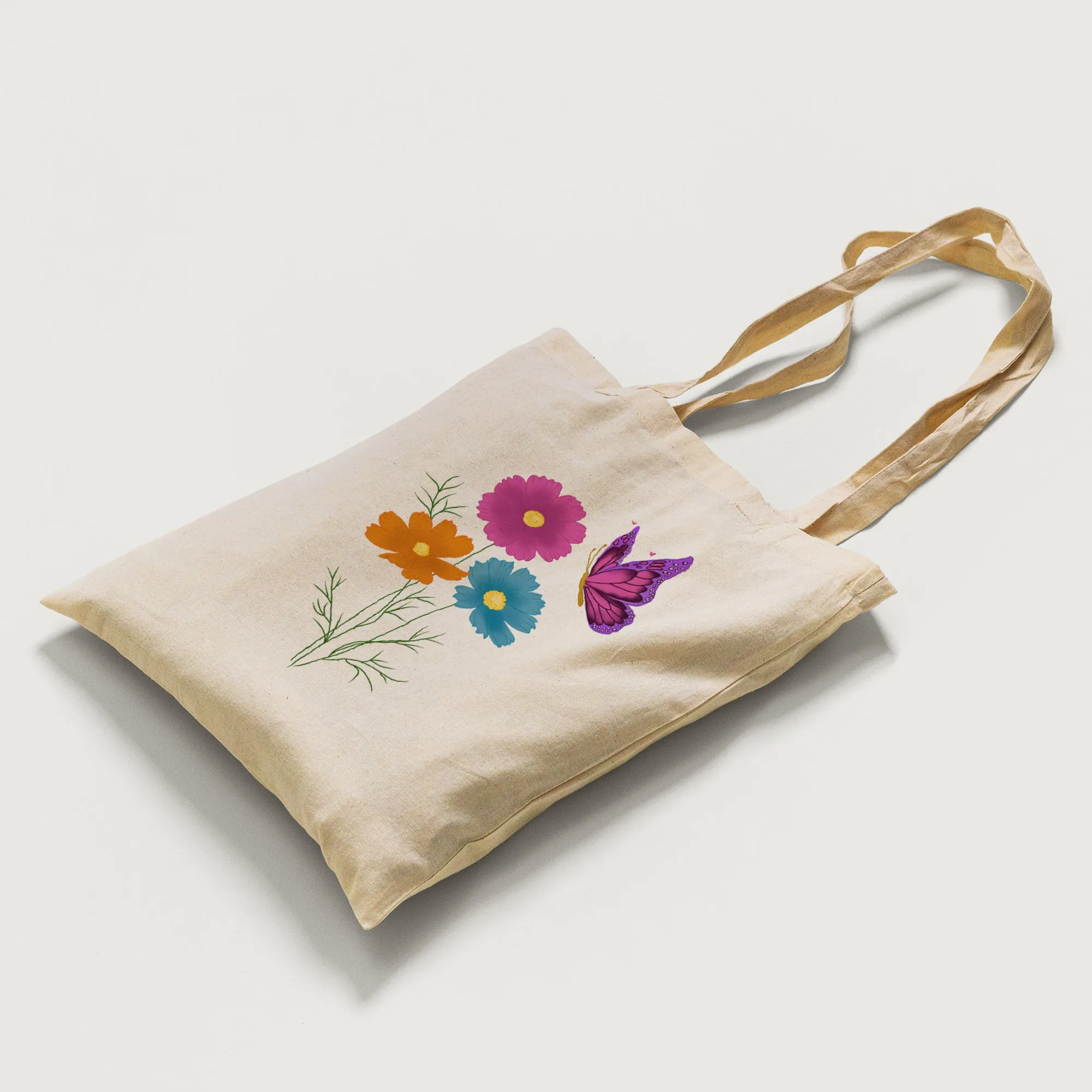 Flower and Butterfly Tote Bag