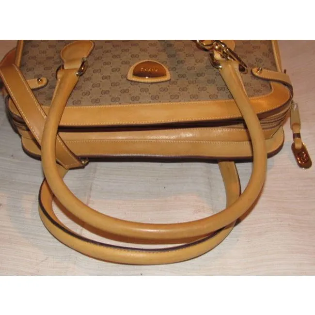 Gucci Boston Bag Guccissima Canvasleather Two Way Brown Micro G Print Leathercoated Canvas Satchel