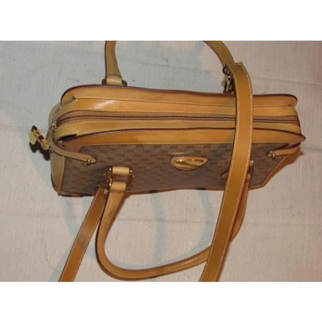 Gucci Boston Bag Guccissima Canvasleather Two Way Brown Micro G Print Leathercoated Canvas Satchel