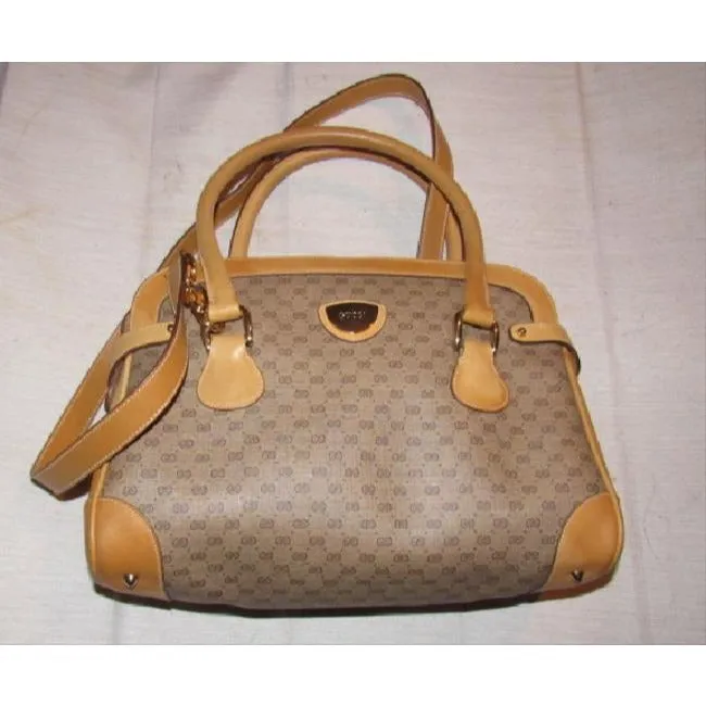 Gucci Boston Bag Guccissima Canvasleather Two Way Brown Micro G Print Leathercoated Canvas Satchel
