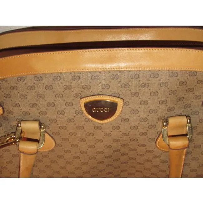 Gucci Boston Bag Guccissima Canvasleather Two Way Brown Micro G Print Leathercoated Canvas Satchel