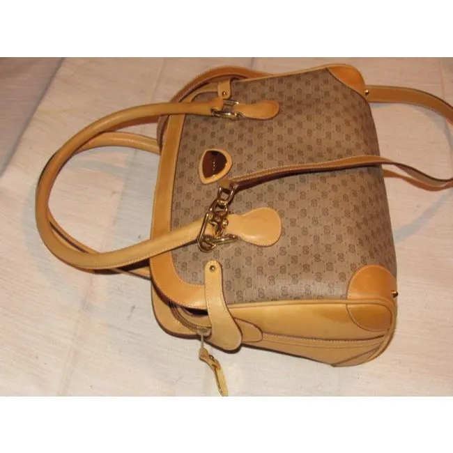 Gucci Boston Bag Guccissima Canvasleather Two Way Brown Micro G Print Leathercoated Canvas Satchel