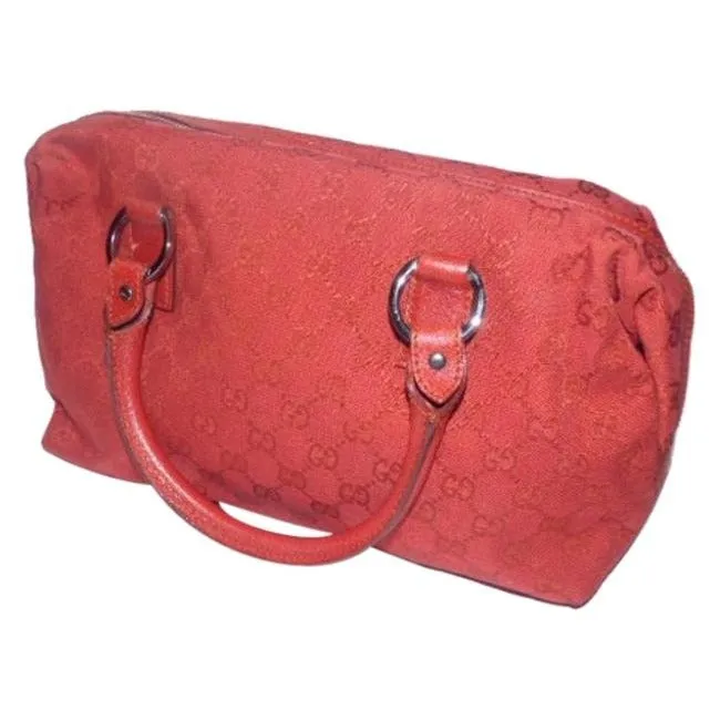 Gucci Hobo Red Canvas And Leather Satchel