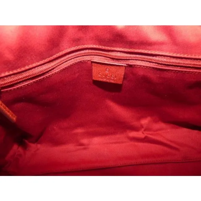 Gucci Hobo Red Canvas And Leather Satchel