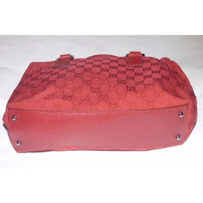 Gucci Hobo Red Canvas And Leather Satchel
