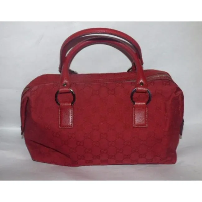 Gucci Hobo Red Canvas And Leather Satchel