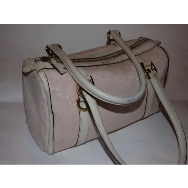 Gucci Small Logo Pink Canvas And Leather Satchel