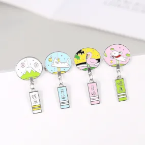 Japanese Enamel Pin with Charm Dangle