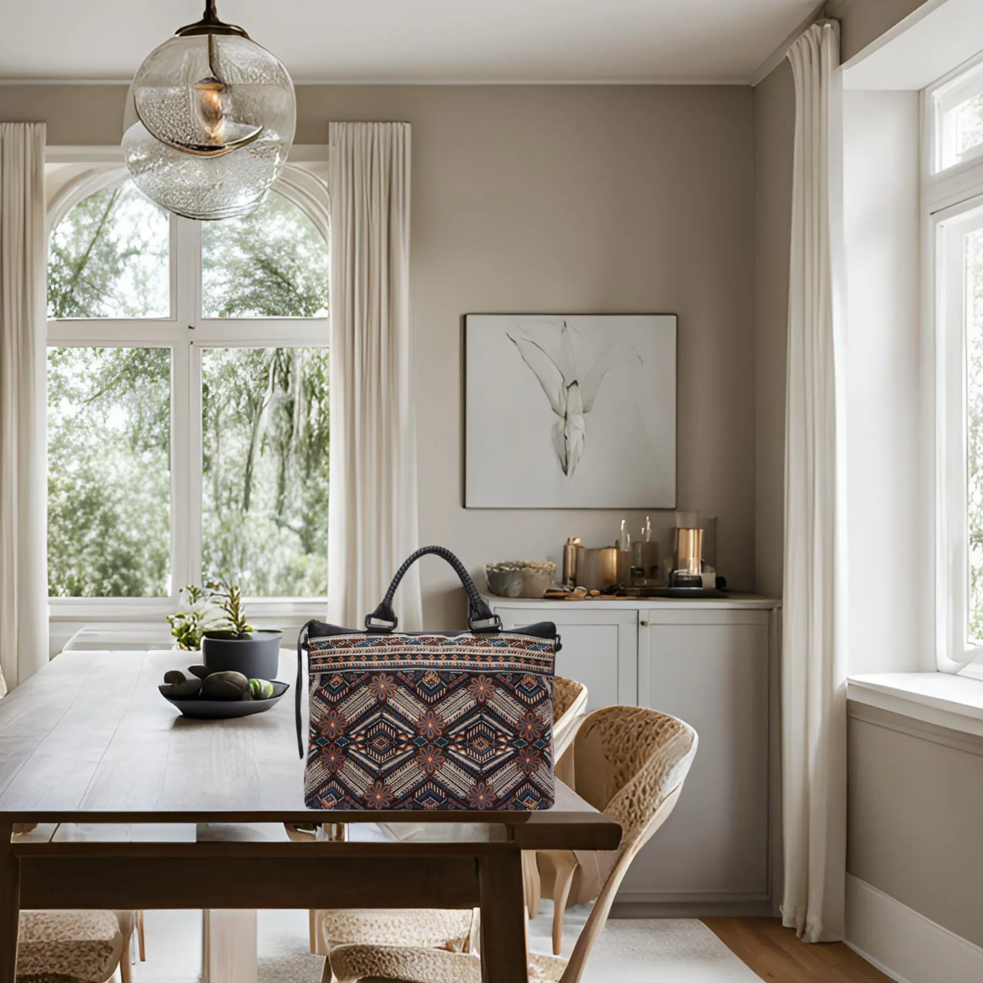 Johnny Was Molly Overnight Tote Bag Weekender Leather Handbag Purse Black NEW