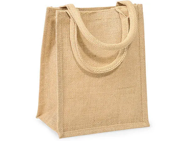 Small Size Burlap Jute Tote Bags, Natural Rustic Gifts