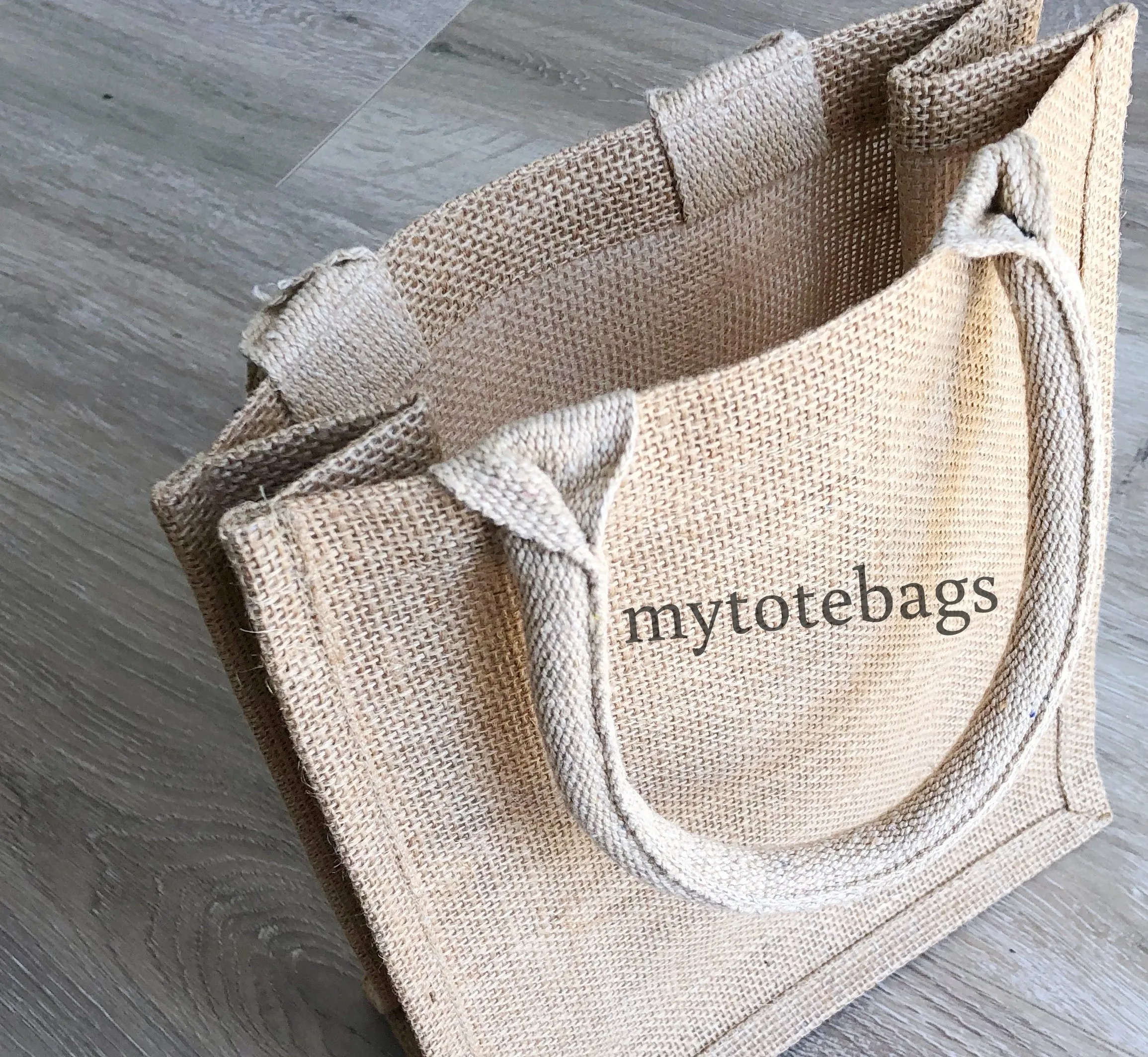 Small Size Burlap Jute Tote Bags, Natural Rustic Gifts