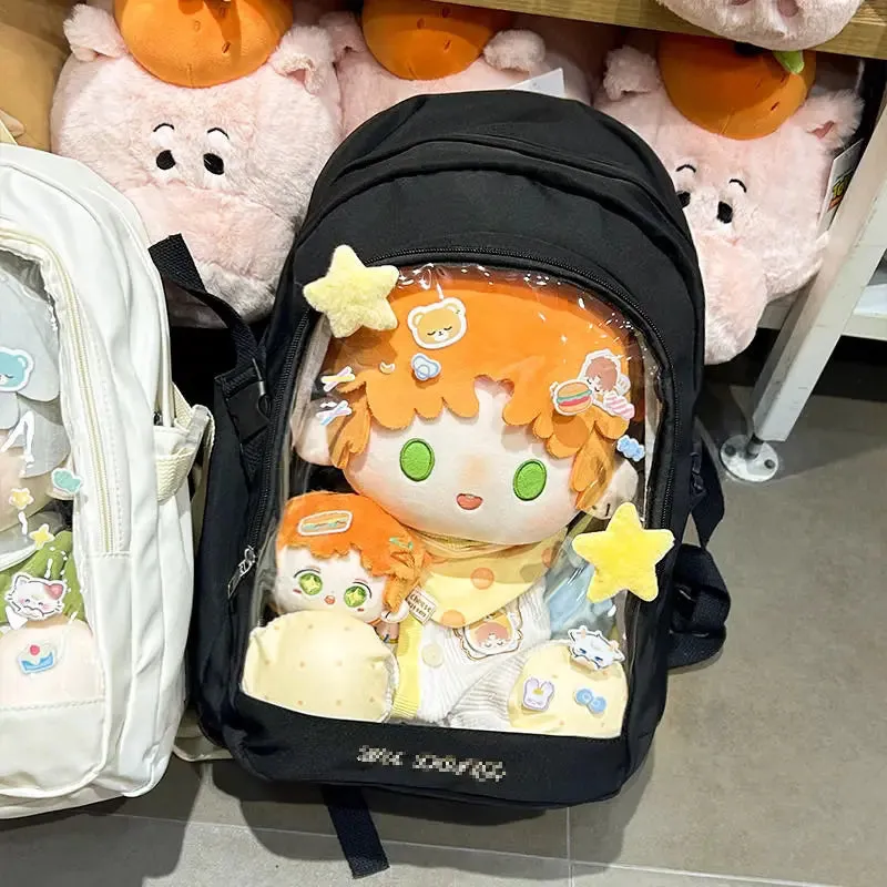 Uakiss Pink Backpacks for Women Fashion College Style Transparent Lolita Jk Casual Backpacks Original Y2k Harajuku Female Ita Bag