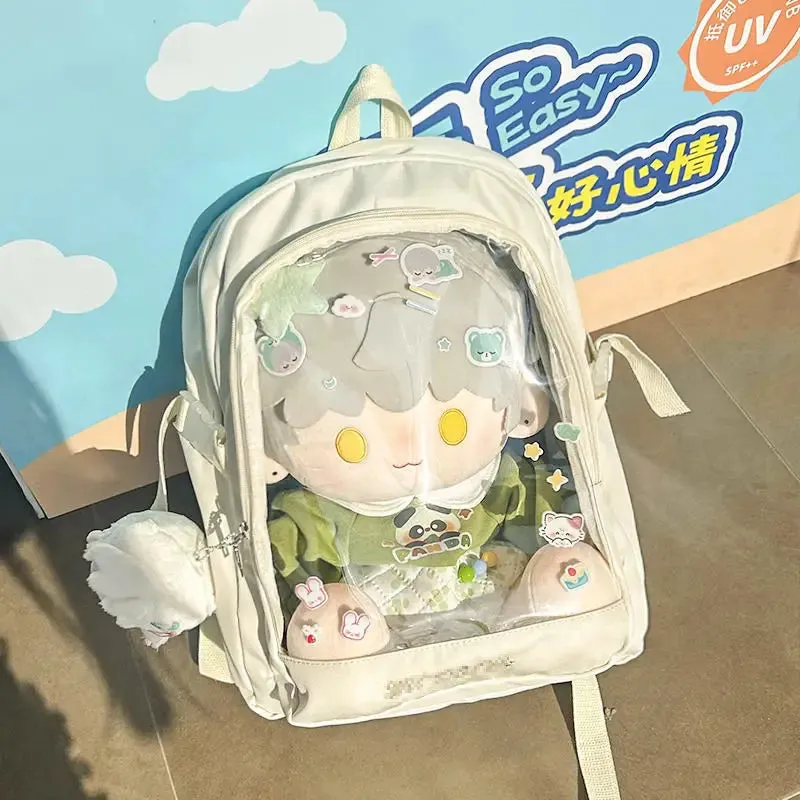Uakiss Pink Backpacks for Women Fashion College Style Transparent Lolita Jk Casual Backpacks Original Y2k Harajuku Female Ita Bag