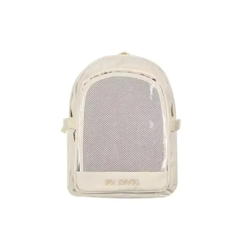 Uakiss Pink Backpacks for Women Fashion College Style Transparent Lolita Jk Casual Backpacks Original Y2k Harajuku Female Ita Bag