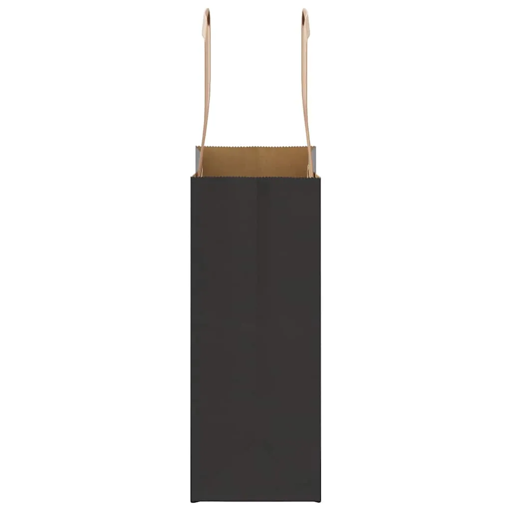vidaXL Paper Bags 250 pcs with Handles Black 15x8x21 cm