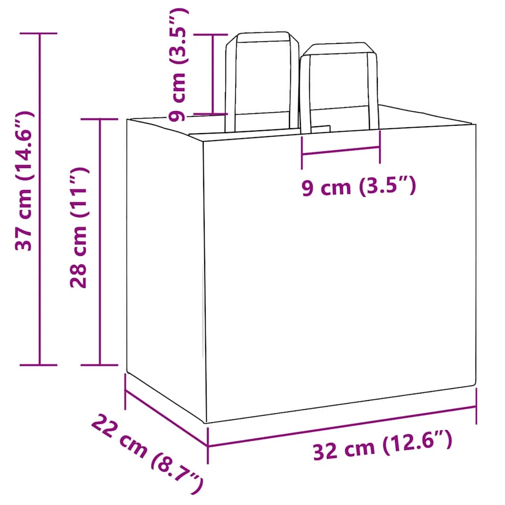 vidaXL Paper Bags 50 pcs with Handles White 32x22x28 cm