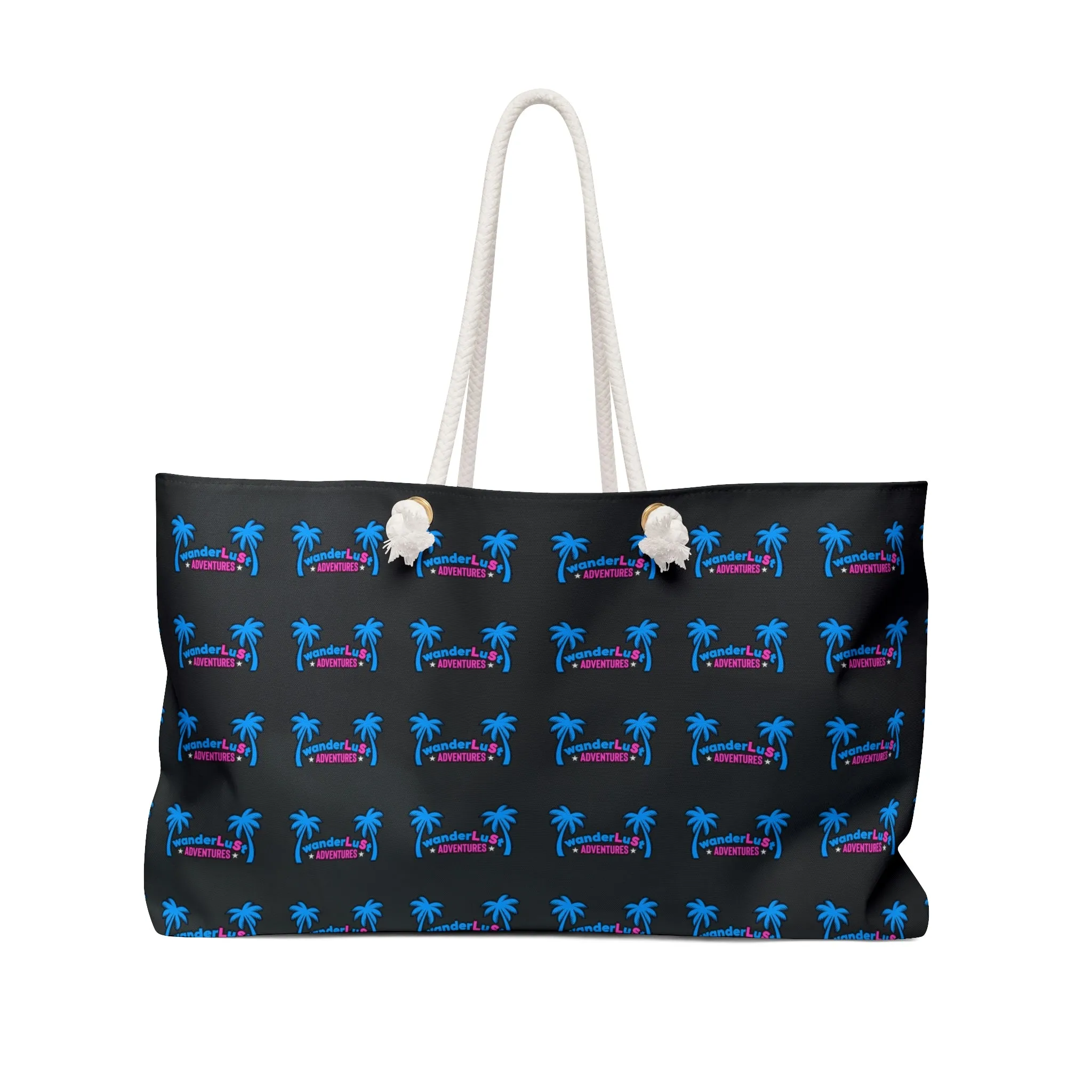 wanderLuSt ADVENTURES Small Logo Pattern Black Weekender Lifestyle Beach Travel Bag