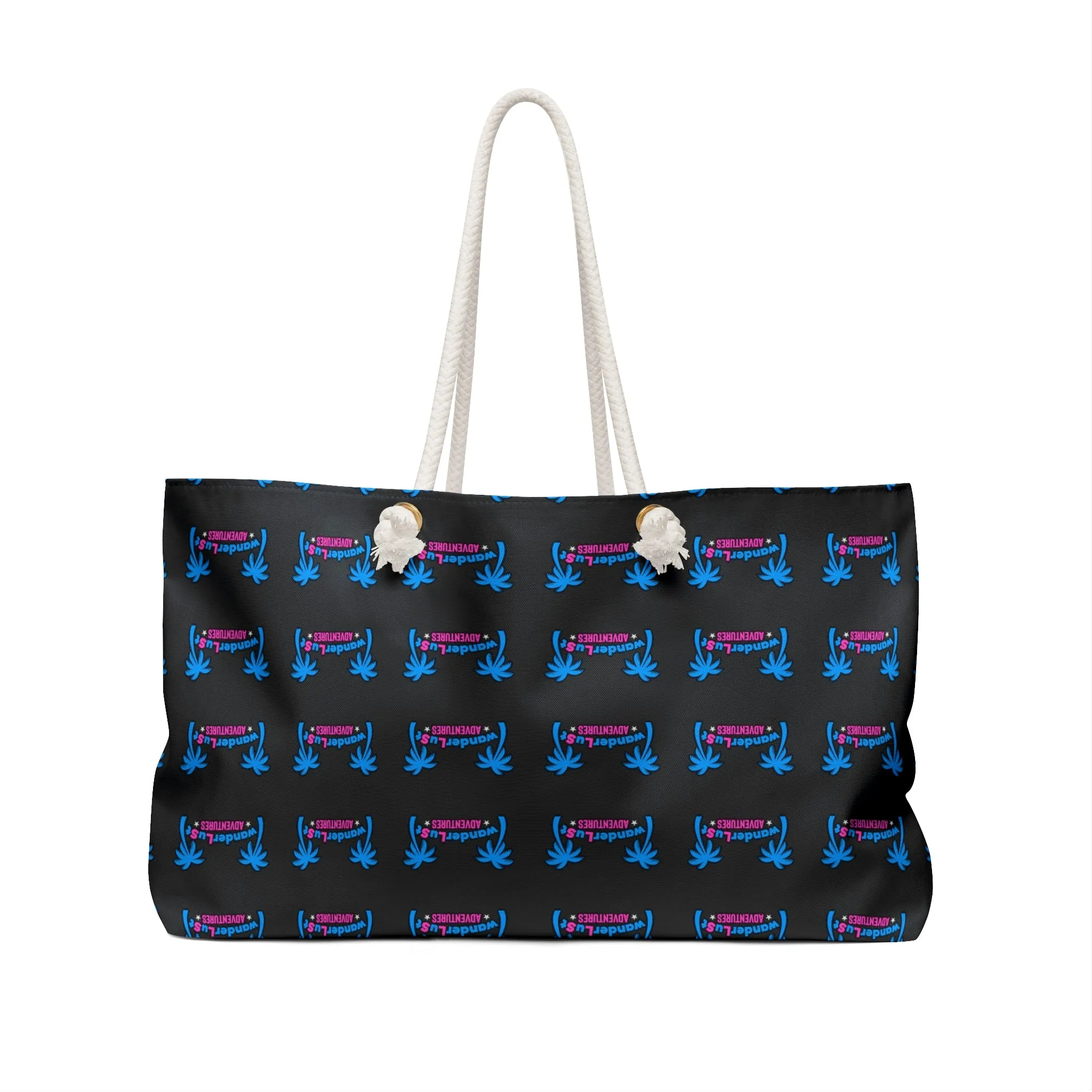 wanderLuSt ADVENTURES Small Logo Pattern Black Weekender Lifestyle Beach Travel Bag